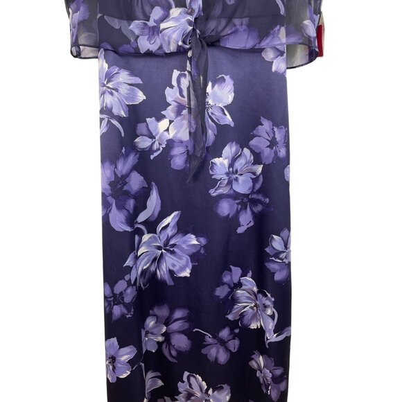 Jodi Michaels Purple Floral Slip Maxi Dress w/Matching Chiffon Jacket Size 9/10 - Picture 4 of 14